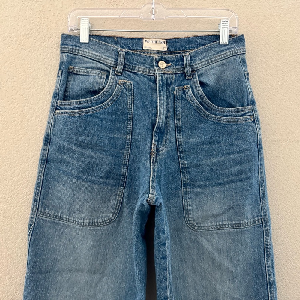 Free People Piper Wide Leg Crop Jeans 27 Med Denim Wash Casual 90s Retro boho - Picture 9 of 14